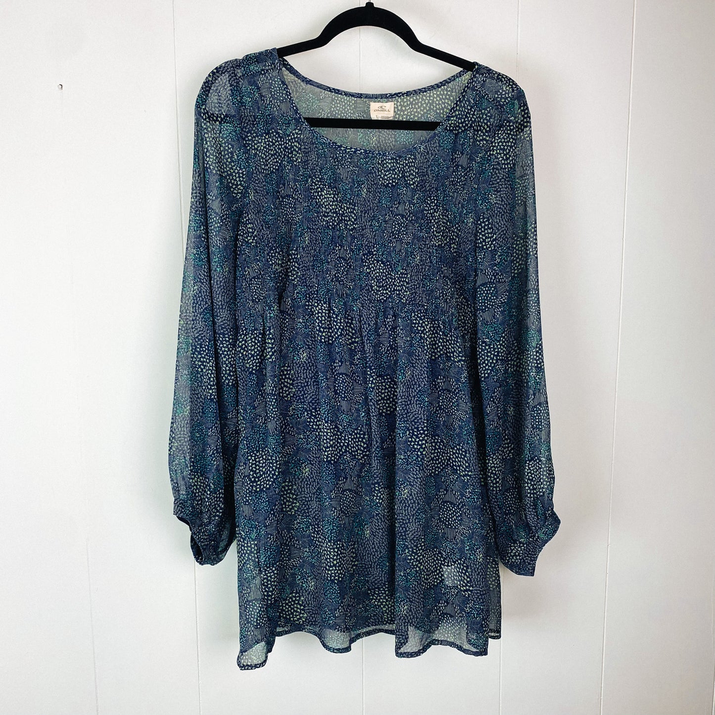 Blue Patterned Flowy Dress + Romper - L