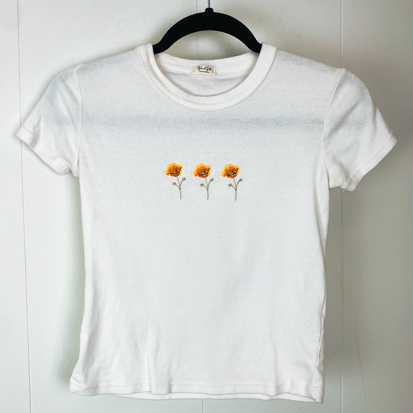 Embroidered Floral Baby Tee - S