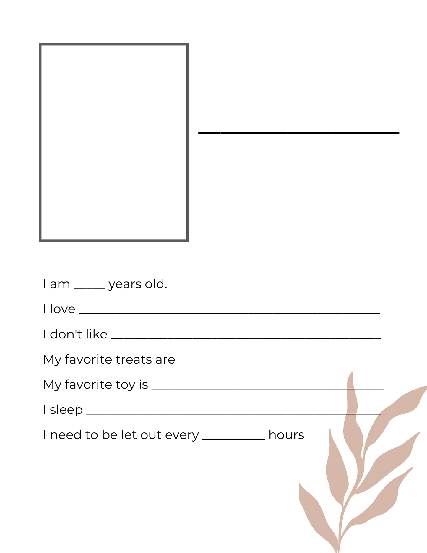 Boho Pet Care Binder Printable