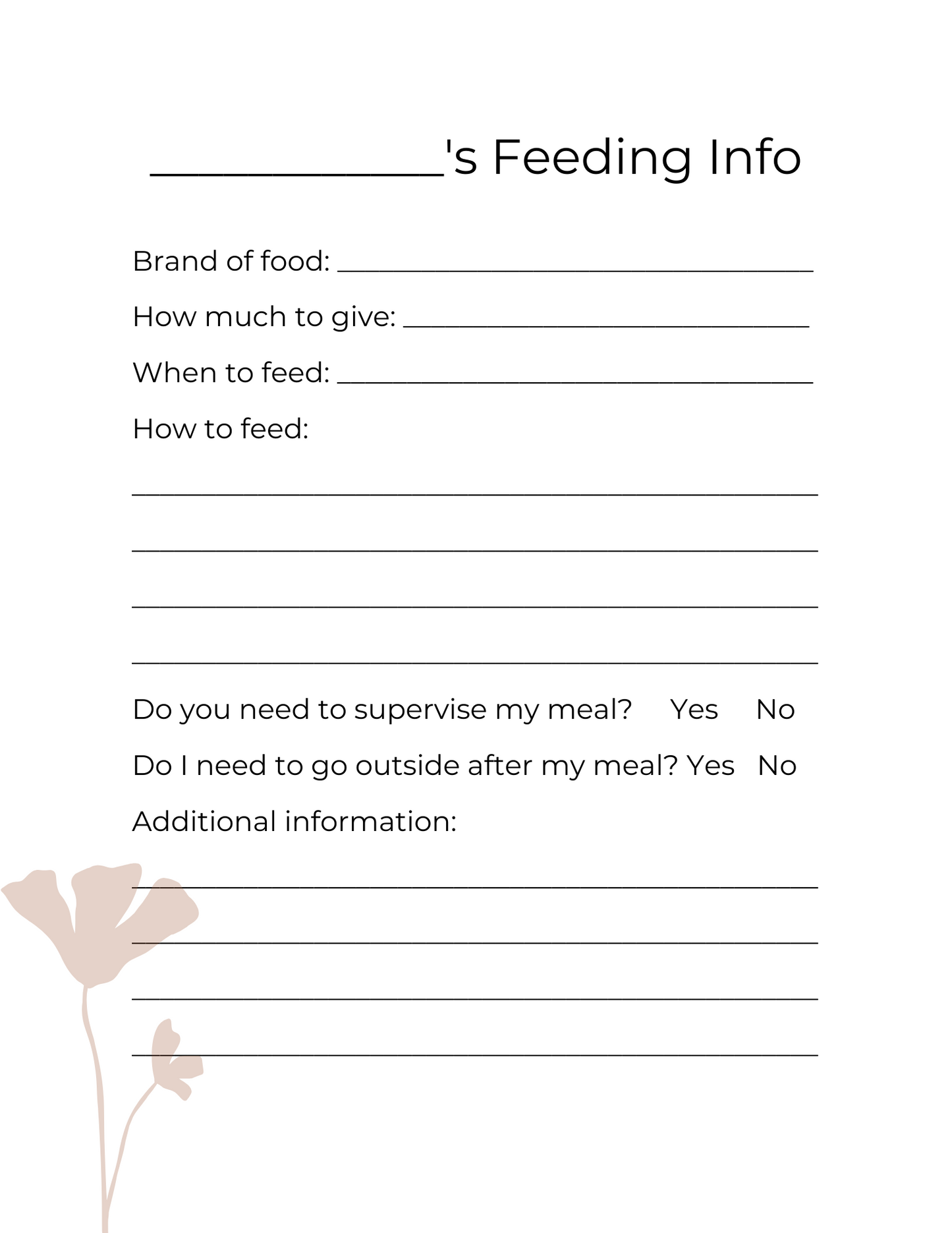 Boho Pet Care Binder Printable