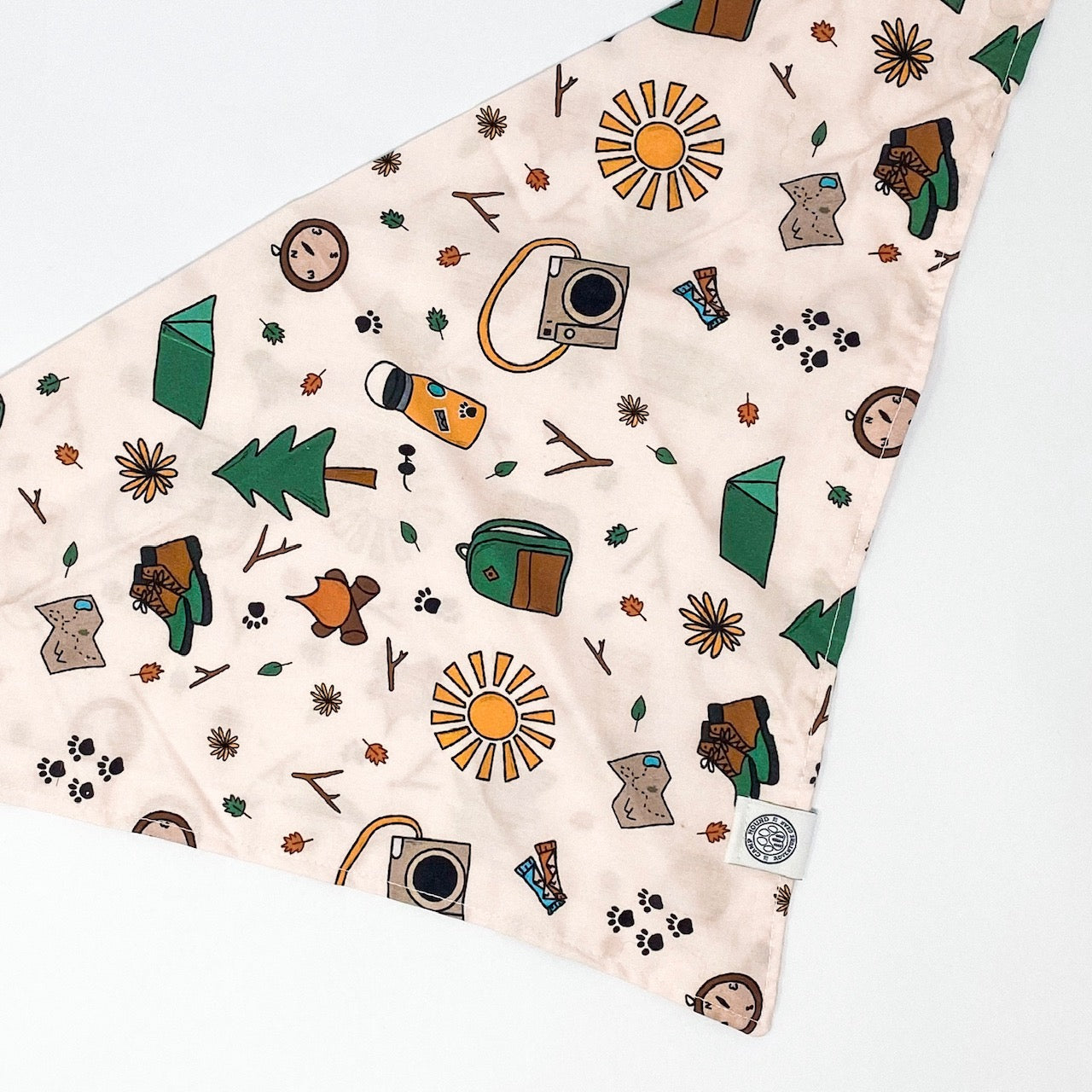 Hiking camping trail adventure print tie dog bandana
