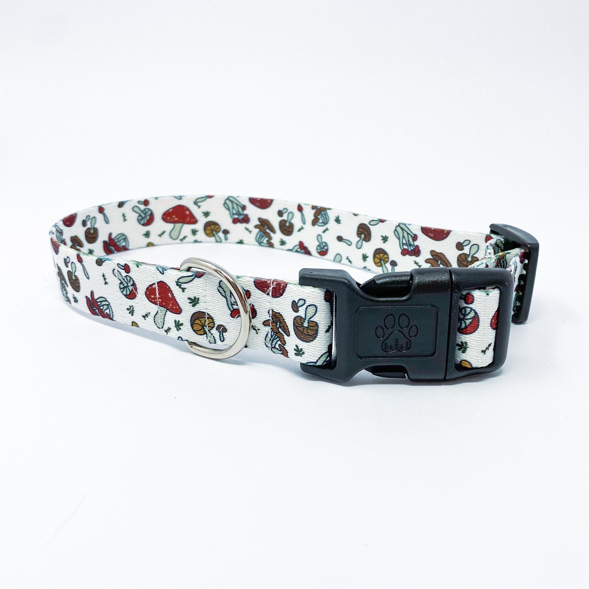 Mushroom print granola outdoorsy cottagecore dog collar
