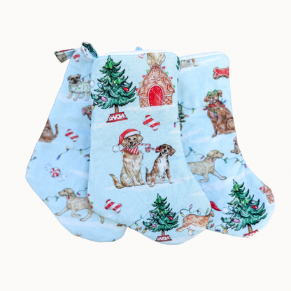 Mini Christmas Stocking - Festive Dogs