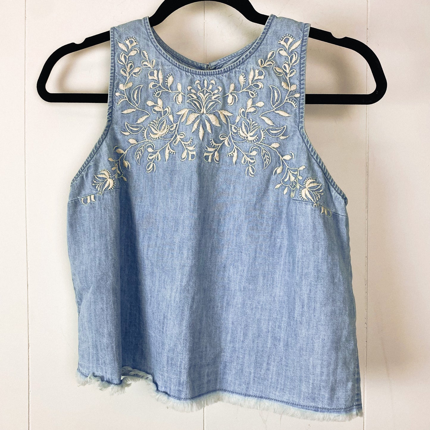 Embroidered Denim Top - S
