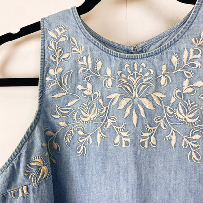 Embroidered Denim Top - S