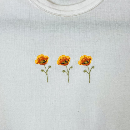 Embroidered Floral Baby Tee - S