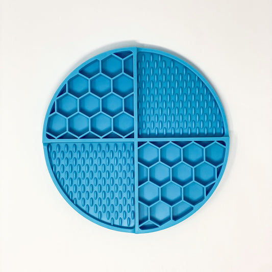 Blue honeycomb suction cup circle silicone dog lick mat