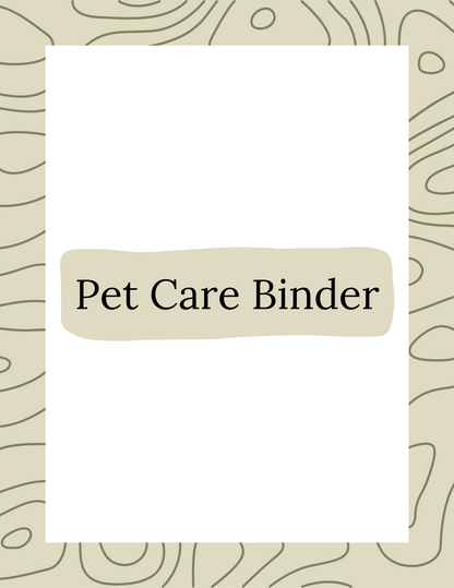 Topographic Pet Care Binder Printable